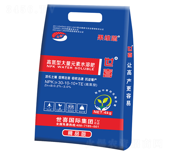 高氮型大量元素水溶肥30-10-10+TE-果維蔬-世喜
