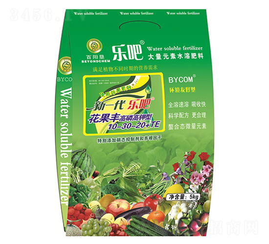 5kg高磷高鉀型大量元素水溶肥10-30-20+TE-樂吧花果豐-百陽墾