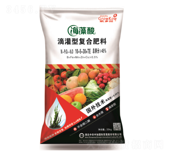 海藻酸滴灌型復合肥料10-5-30+TE-中農中加